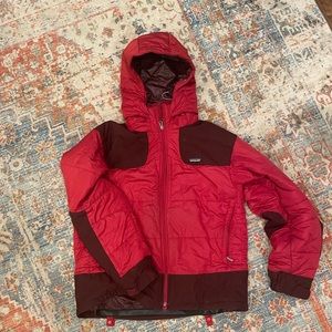 COPY - Patagonia Size Large Mens PUFF RIDER Red Hooded Winter Ski Board Jacket
